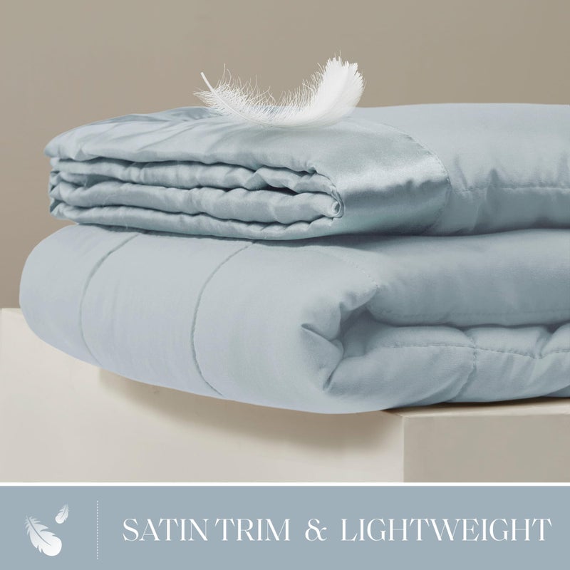Madison Park Windom Down Alternative Blanket, Premium 3M Scotchgard Moisture Wicking Treatment, Lightweight and Soft Bed Cover For All Season, Satin Trim, Blue Full/Queen - Image 2